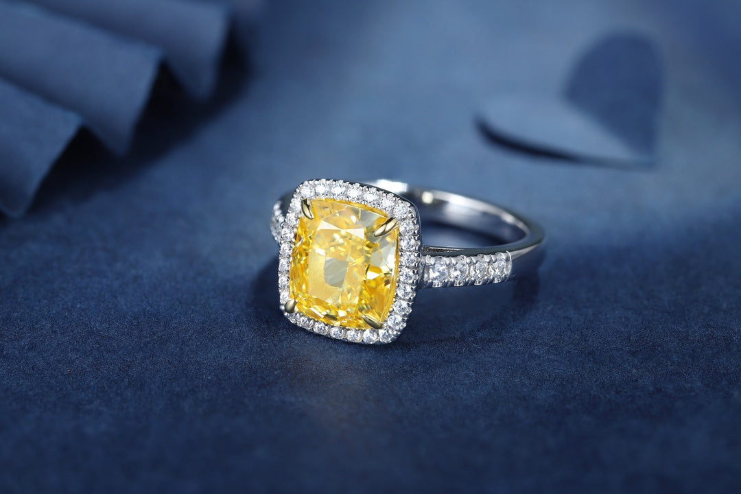 Pirmiana New Fashion 3ct Cushion Simulated Diamond Rings S925 Silver Jewelry Engagement Gift Women