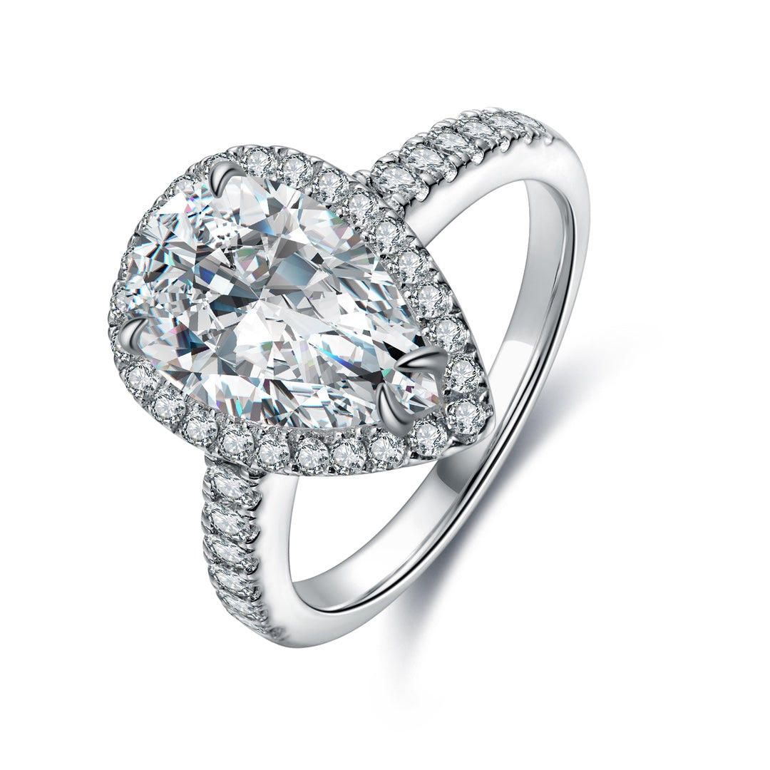 Pirmiana New Fashion 3ct Pear Shape Simulated Diamond Rings S925 Silver Jewelry Engagement Gift Women
