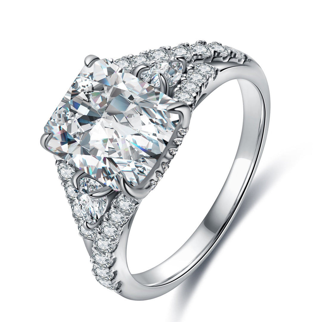 Pirmiana New Fashion 3ct Radiant Simulated Diamond Rings S925 Silver Jewelry Engagement Gift Women
