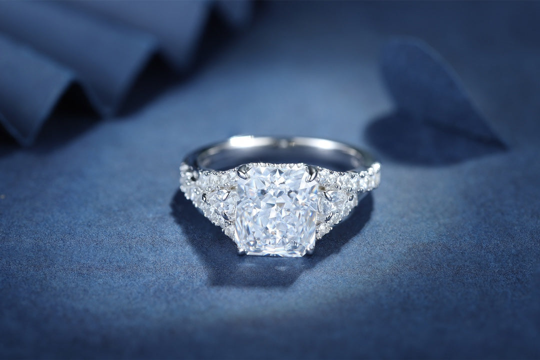 Pirmiana New Fashion 3ct Radiant Simulated Diamond Rings S925 Silver Jewelry Engagement Gift Women