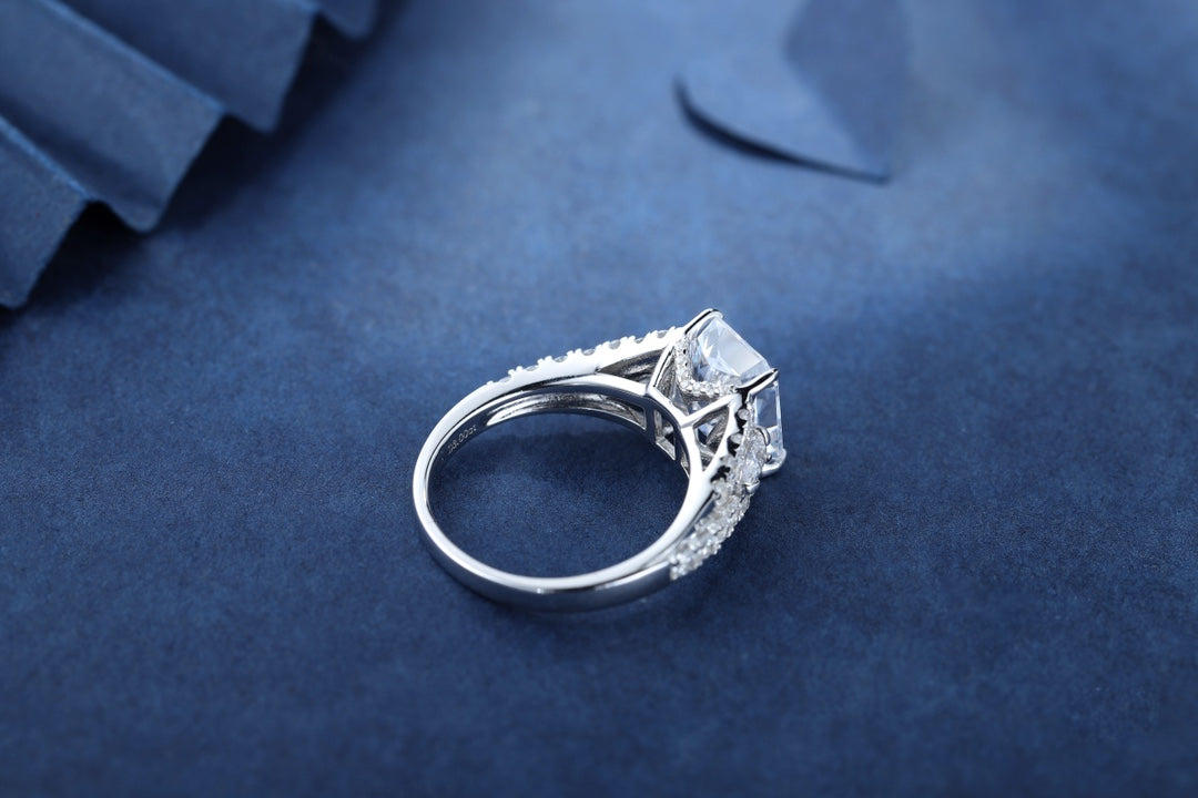 Pirmiana New Fashion 3ct Radiant Simulated Diamond Rings S925 Silver Jewelry Engagement Gift Women