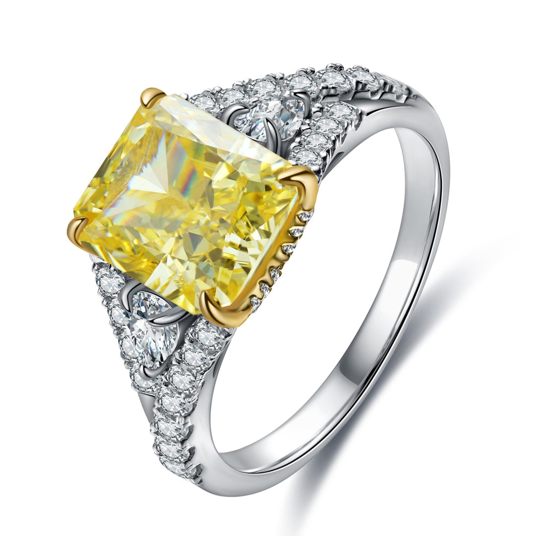 Pirmiana New Fashion 3ct Radiant Simulated Diamond Rings S925 Silver Jewelry Engagement Gift Women