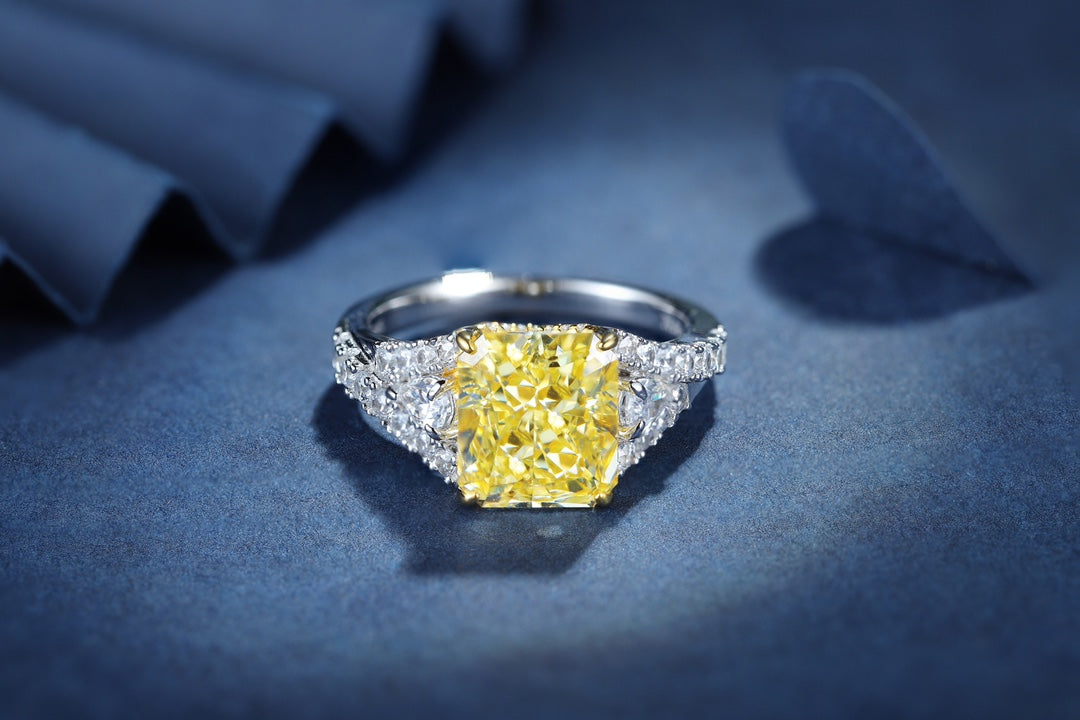Pirmiana New Fashion 3ct Radiant Simulated Diamond Rings S925 Silver Jewelry Engagement Gift Women