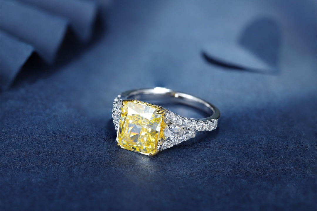 Pirmiana New Fashion 3ct Radiant Simulated Diamond Rings S925 Silver Jewelry Engagement Gift Women