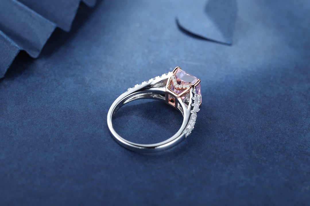 Pirmiana New Fashion 3ct Radiant Simulated Diamond Rings S925 Silver Jewelry Engagement Gift Women