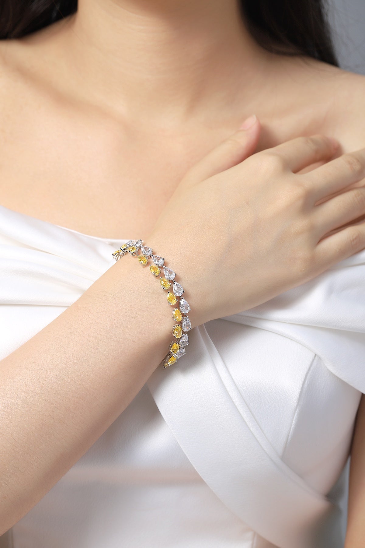 Pirmiana New Fashion 23.06ct Pear Shape Simulated Diamond Bracelet S925 Silver Jewelry Engagement Gift Women