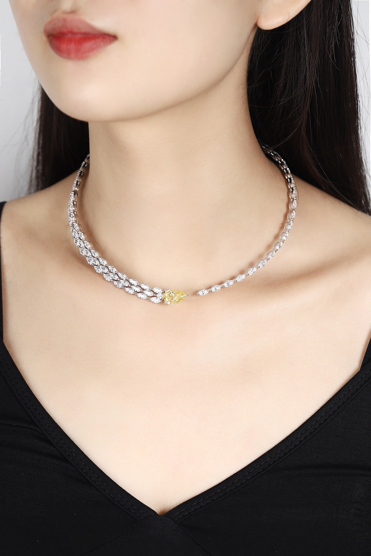 Pirmiana Hot Sale 6.52ct Simulated Diamond Necklace S925 Silver Jewelry Engagement Gift Women