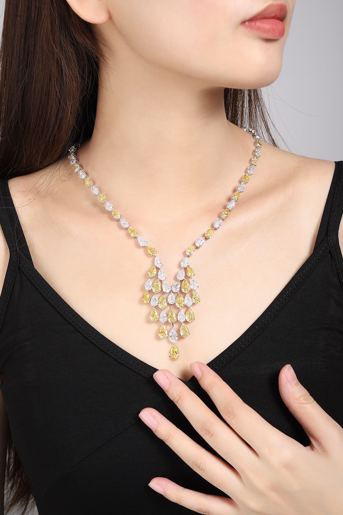 Pirmiana Hot Sale 188.7ct Simulated Diamond Necklace S925 Silver Jewelry Engagement Gift Women