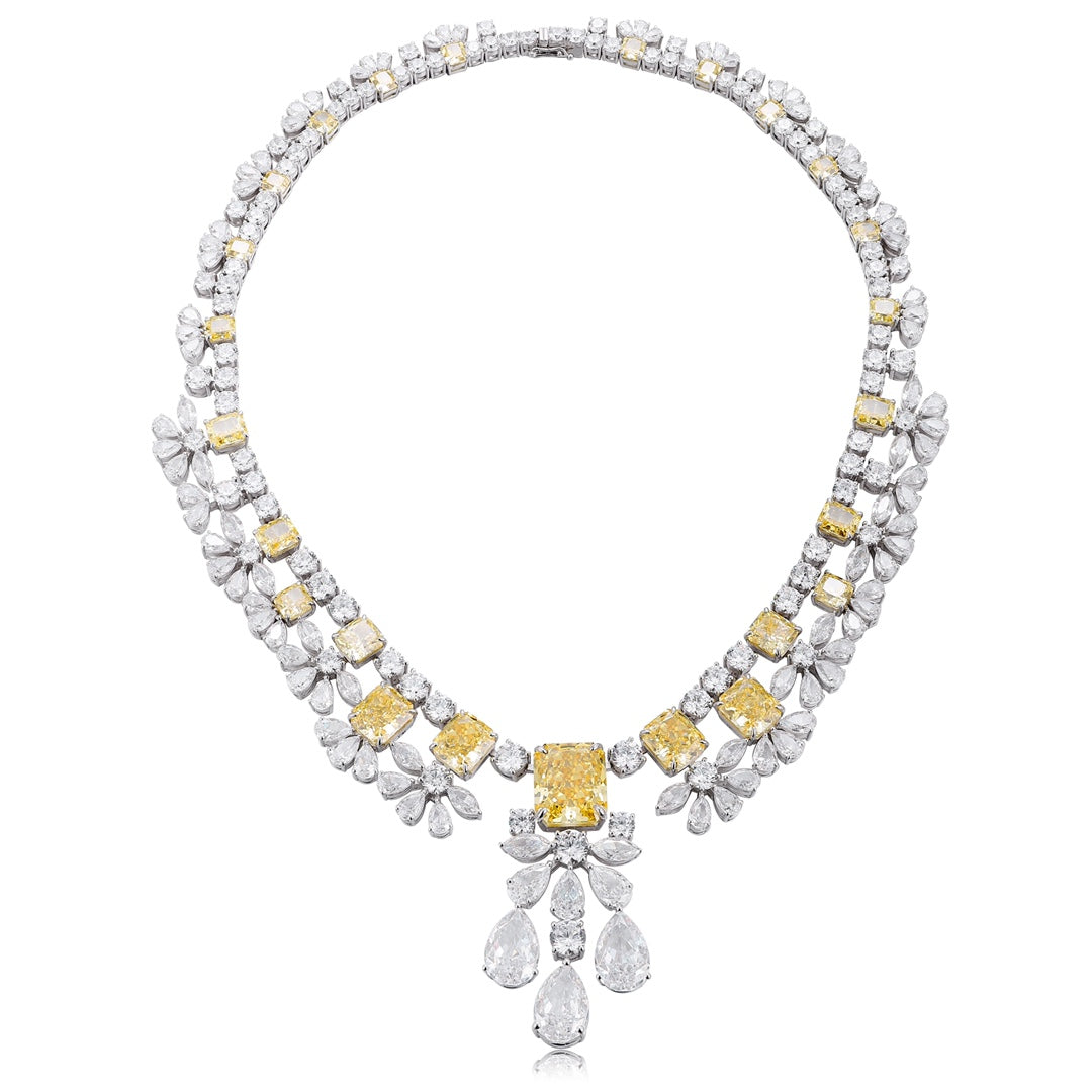 Pirmiana Hot Sale 94.57ct Simulated Diamond Necklace S925 Silver Jewelry Engagement Gift Women