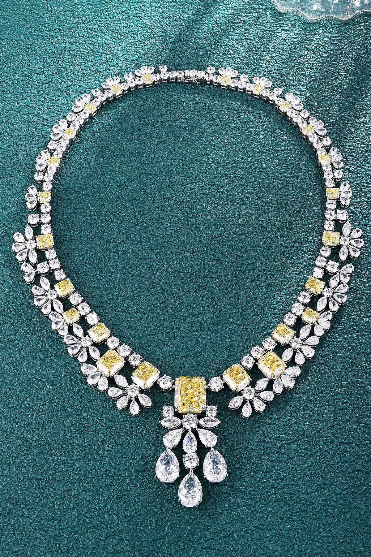 Pirmiana Hot Sale 94.57ct Simulated Diamond Necklace S925 Silver Jewelry Engagement Gift Women
