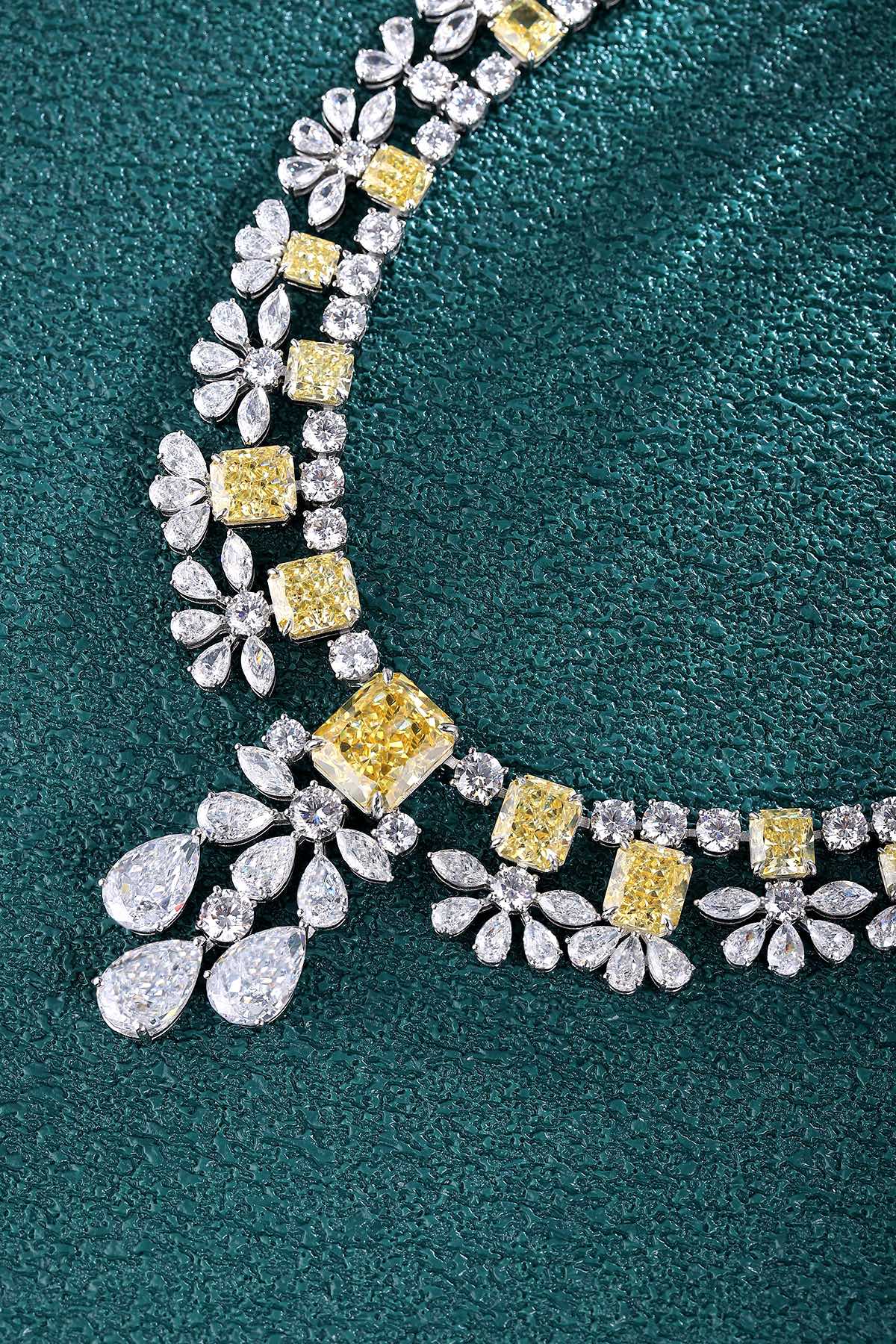 Pirmiana Hot Sale 94.57ct Simulated Diamond Necklace S925 Silver Jewelry Engagement Gift Women