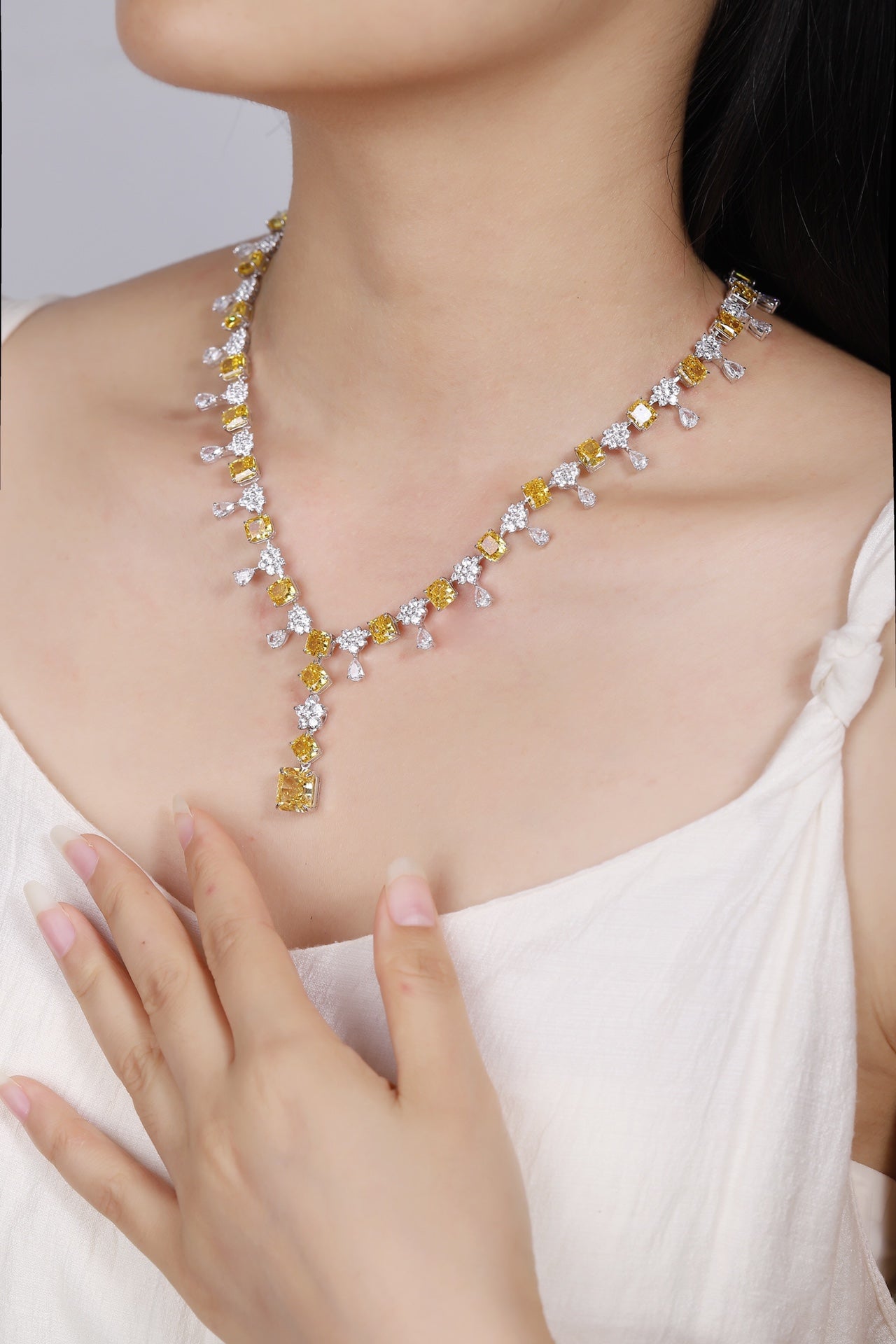 Pirmiana Hot Sale 21.42ct Simulated Diamond Necklace S925 Silver Jewelry Engagement Gift Women