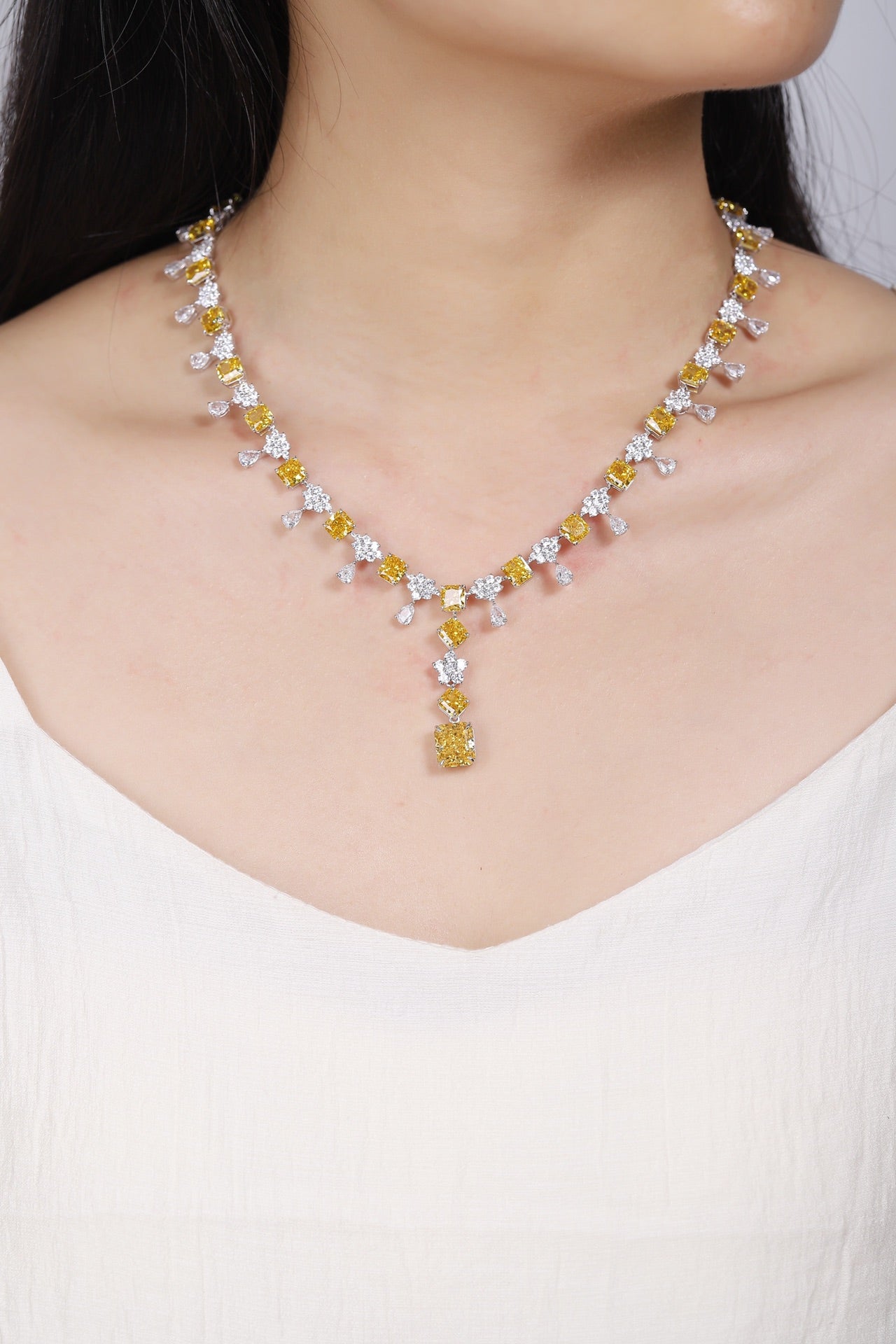 Pirmiana Hot Sale 21.42ct Simulated Diamond Necklace S925 Silver Jewelry Engagement Gift Women