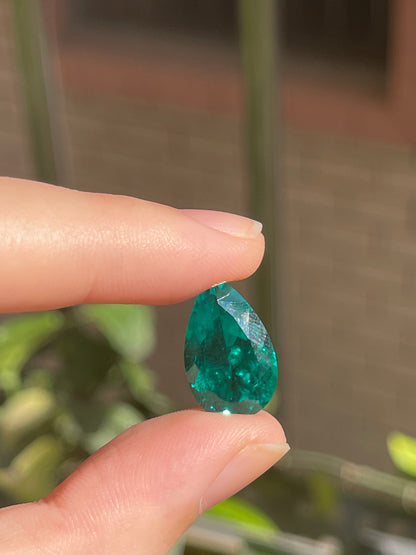 Pirmiana 8.09ct Pear Shape Lab Grown Emerald