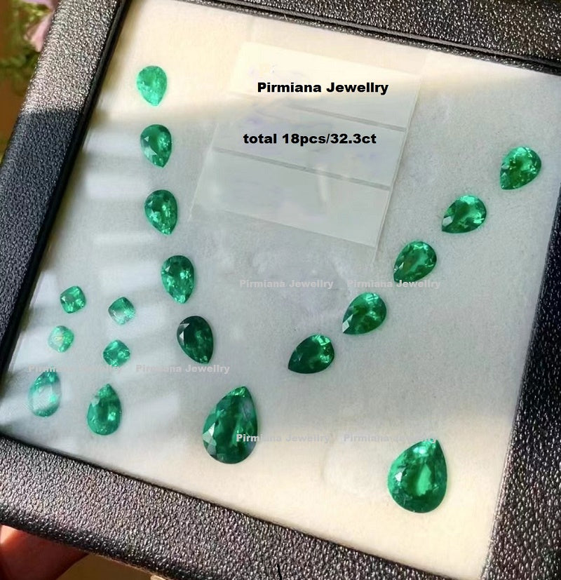 Pirmiana  0.35-7ct Pear Cut Lab Grown Emeralds Loose Gemstones for Jewelry Making