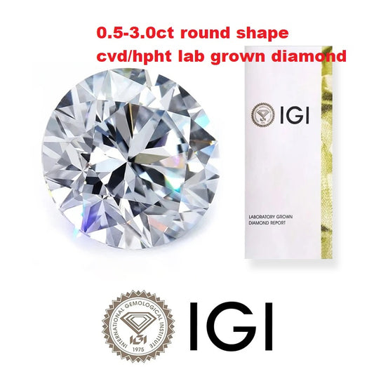 Pirmiana Hot Sale 0.5-3.0ct Round Shape Lab Grown Diamond CVD/PHPHT Diamond