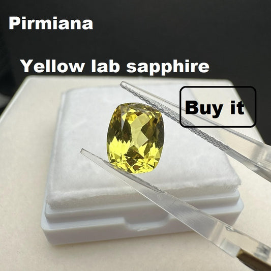 Pirmiana Cushion shape Lab Grown Yellow Sapphire Loose Gemstones for Jewelry Making