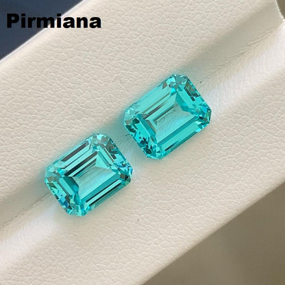 Pirmiana Emerald shape Lab Grown Paraiba Loose Gemstones for Jewelry Making