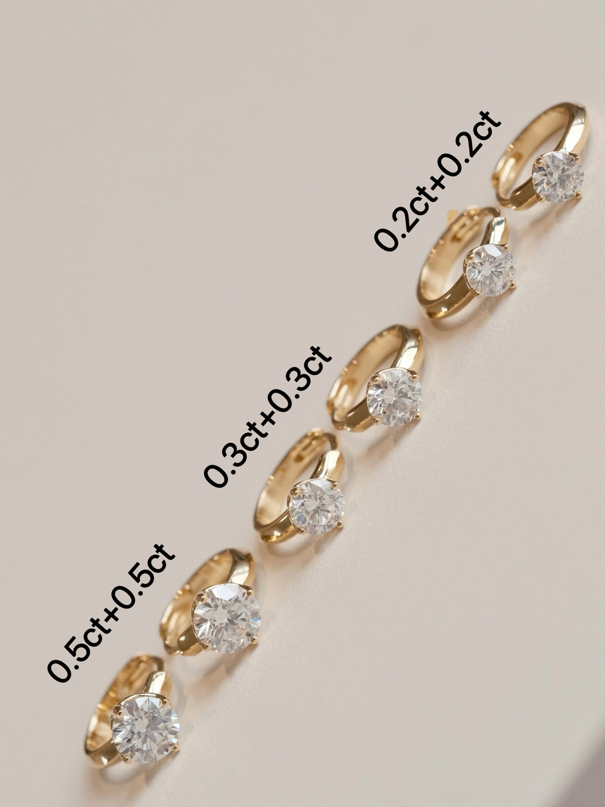 Pirmiana Custom Design 18k Yellow Gold Round Shape 0.5ct 0.3ct 0.2ct Each Lab Grown Diamond Earrings