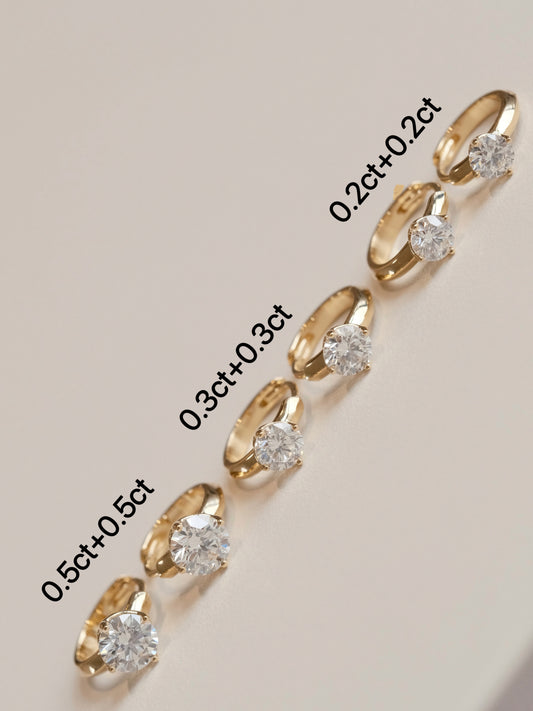 Pirmiana Custom Design 18k Yellow Gold Round Shape 0.5ct 0.3ct 0.2ct Each Lab Grown Diamond Earrings