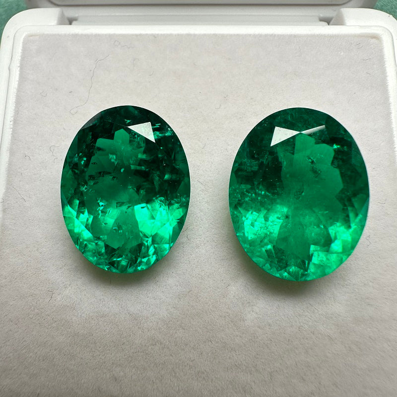 Pirmiana 14x18mm 13.8/13.9ct oval shape lab grown emeralds