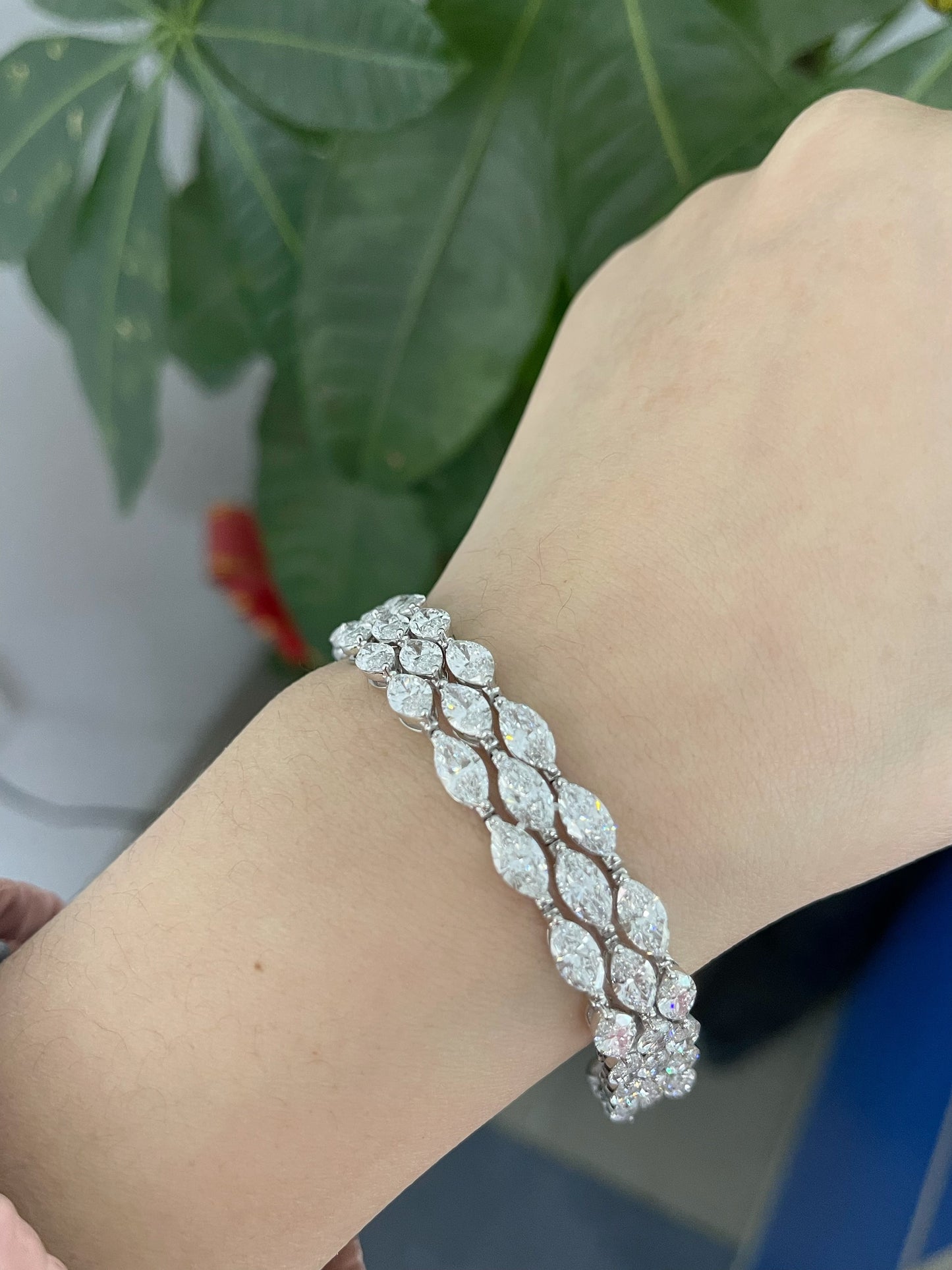 Pirmiana Custom Design 14K Gold 24.658ct Marquise Lab Grown Diamond Bracelet Jewelry for Woman Gift