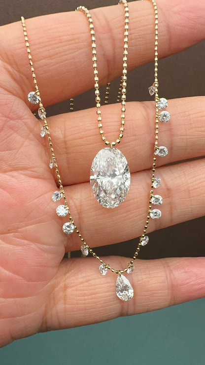 Primiana Popular Drilled Lab Grown Diamond Jewelry  18K Yellow Gold Necklace