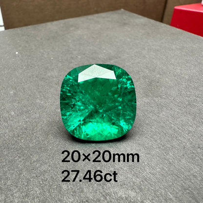 Pirmiana Big Size Cushion Cut Colomnia Color Lab Growm Emerald with Nice Inclushions Like Natural Gems