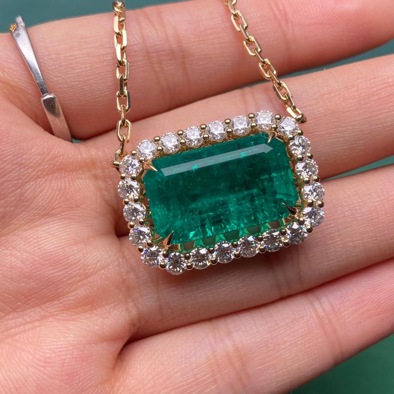 Primiana 2025 New Classic Style14K Emerald Shape12.86ct Necklace 2.25mm 40+5CM Chain Girlfriend Gift