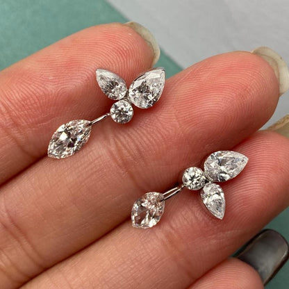 Primiana  2025 Hot Sale Special Design 18K Pear Shape Earrings Perforation Lab Diamond Girlfriend Gift
