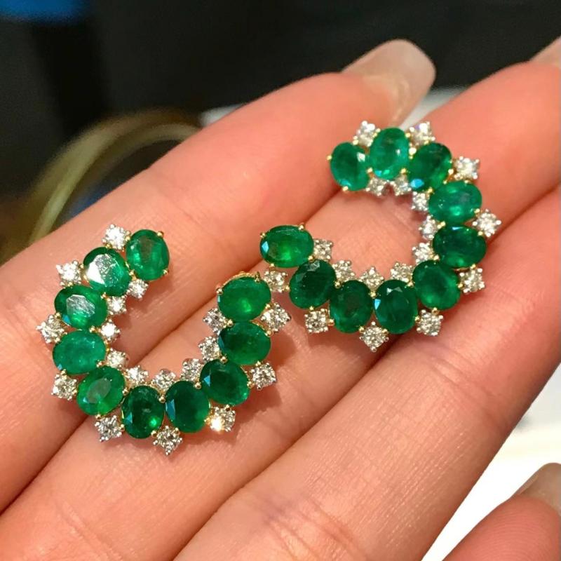 Primiana 2025 Hot Sale New Classic Style18K 4x5mm Oval Shape Earrings And Side Stone Lab Diamond Girlfriend Gift