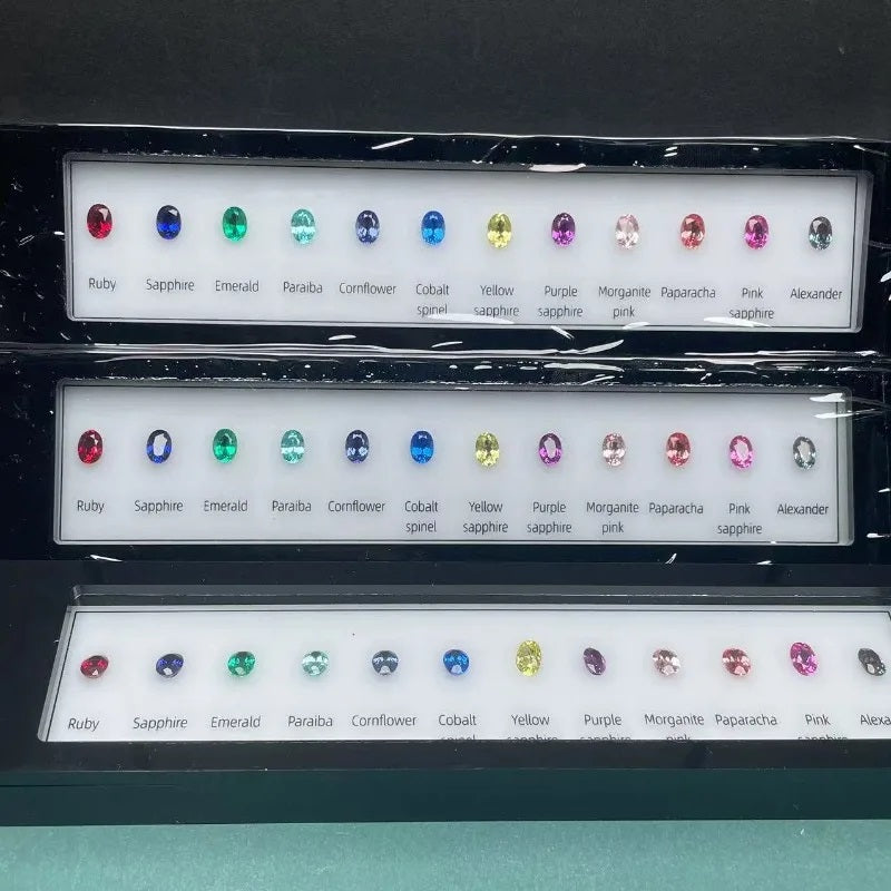 Pirmiana Lab Grown Gemstones Color Chart OS5x7mm Loose Stones Box Jewelry Tool for Gems Maker and Jeweler