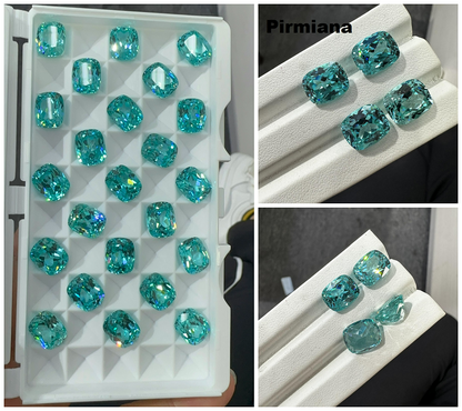 Pirmiana Cushion shape Lab Grown Paraiba Loose Gemstones for Jewelry Making