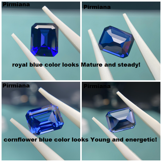 Pirmiana 0.3-16.865ct Emerald Cut Lab Grown Cornflower Sapphire and Royal Sapphire Loose Gemstones for Jewelry Making