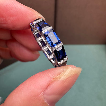 Pirmiana New 14K White Gold  Lab Grown Emerald Enternity Ring Side Lab Grown Diamond