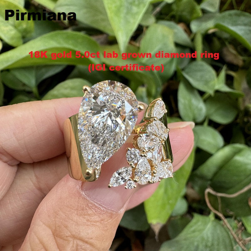 Pirmiana new design 18K yellow gold 5.03ct lab grown diamond ring
