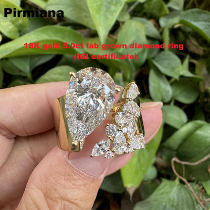 Pirmiana new design 18K yellow gold 5.03ct lab grown diamond ring