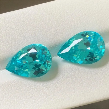 Pirmiana Pear shape Lab Grown Paraiba Loose Gemstones for Jewelry Making