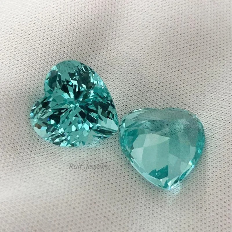 Pirmiana Heart shape Lab Grown Paraiba Loose Gemstones for Jewelry Making