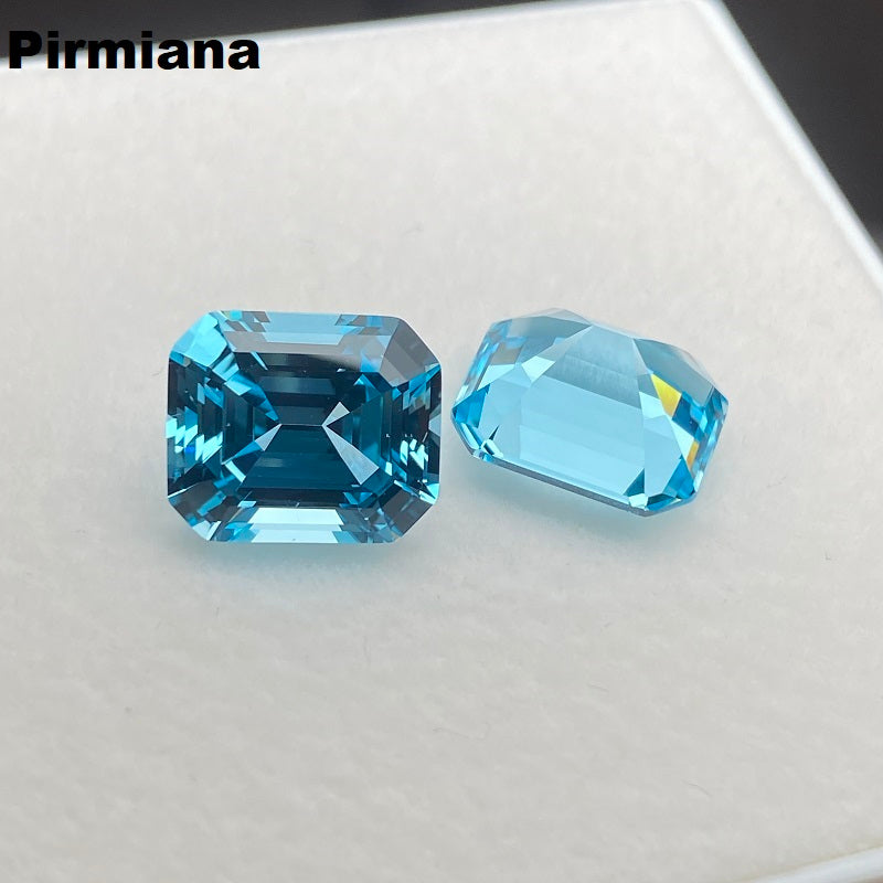 Pirmiana  1.79-9ct Emerald Cut Lab Grown Aquamarine Sapphire  Loose Gemstones for Jewelry Making