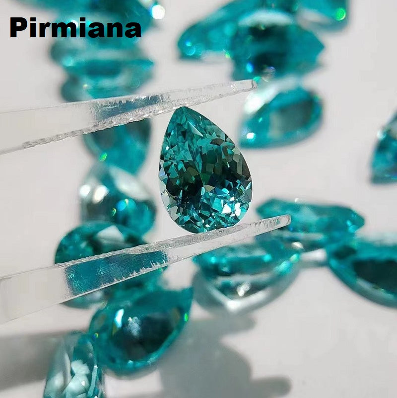 Pirmiana Pear shape Lab Grown Paraiba Loose Gemstones for Jewelry Making