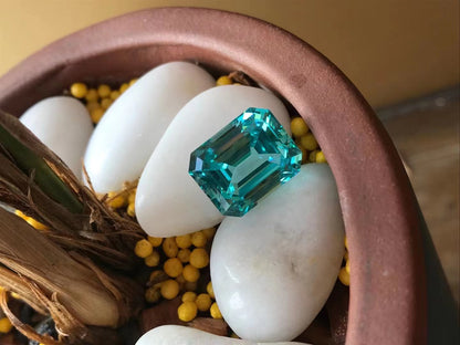 Pirmiana Emerald shape Lab Grown Paraiba Loose Gemstones for Jewelry Making