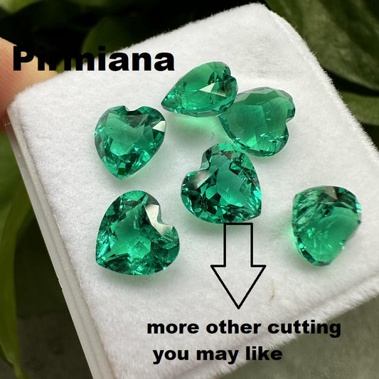 Pirmiana  0.47-4.665ct Heart Cut Lab Grown Emeralds Loose Gemstones for Jewelry Making