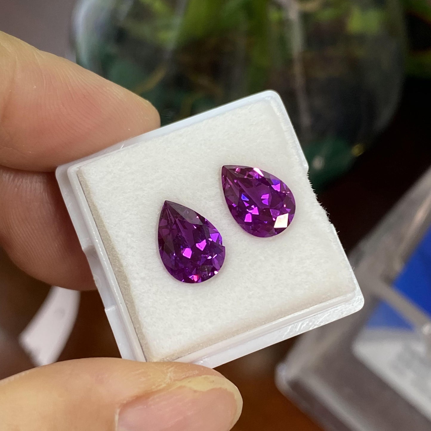 Pirmiana Pear shape Lab Grown Purple Sapphire Loose Gemstones for Jewelry Making