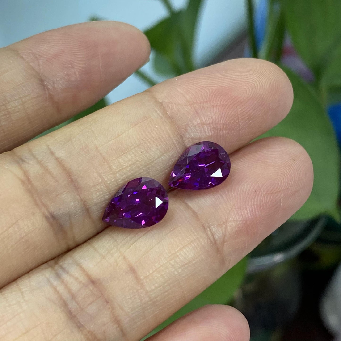 Pirmiana Pear shape Lab Grown Purple Sapphire Loose Gemstones for Jewelry Making