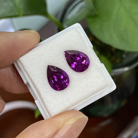 Pirmiana Pear shape Lab Grown Purple Sapphire Loose Gemstones for Jewelry Making