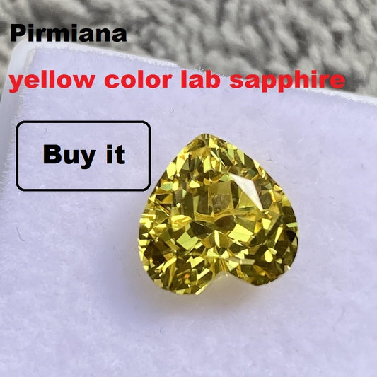 Pirmiana Heart shape Lab Grown Yellow Sapphire Loose Gemstones for Jewelry Making