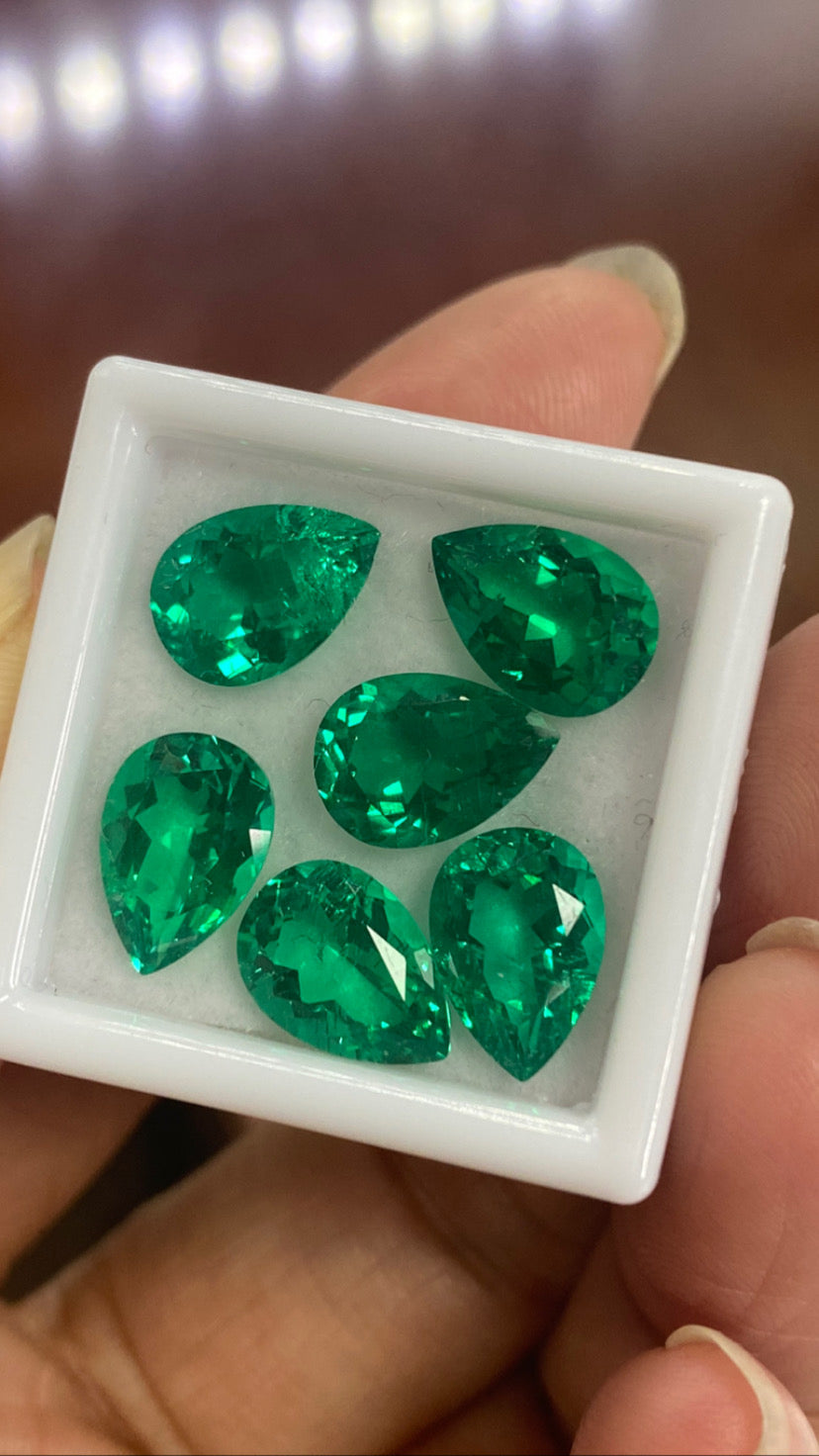 Pirmiana  0.35-7ct Pear Cut Lab Grown Emeralds Loose Gemstones for Jewelry Making