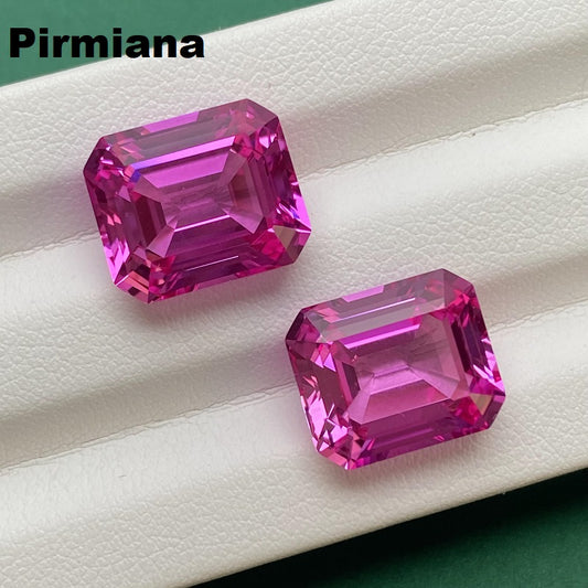 Pirmiana Emerald shape Lab Grown Pink Sapphire Loose Gemstones for Jewelry Making