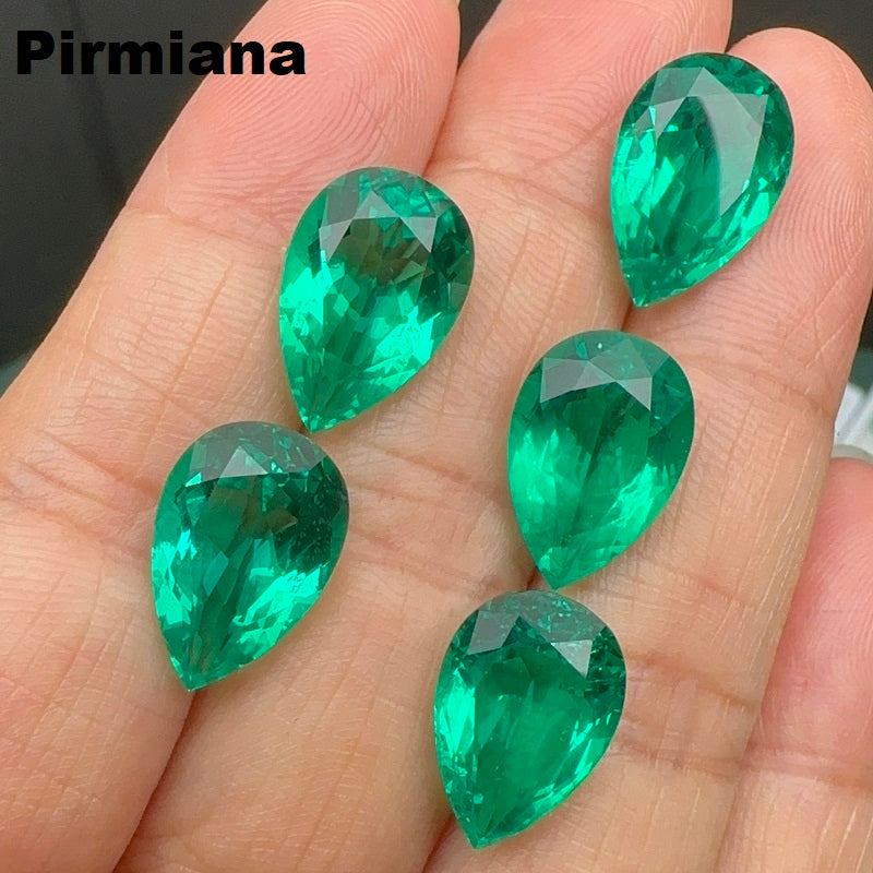 Pirmiana  0.35-7ct Pear Cut Lab Grown Emeralds Loose Gemstones for Jewelry Making